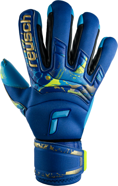 Reusch Attrakt Aqua Windproof Ortho-Tec 5370458 4433 blue gold front